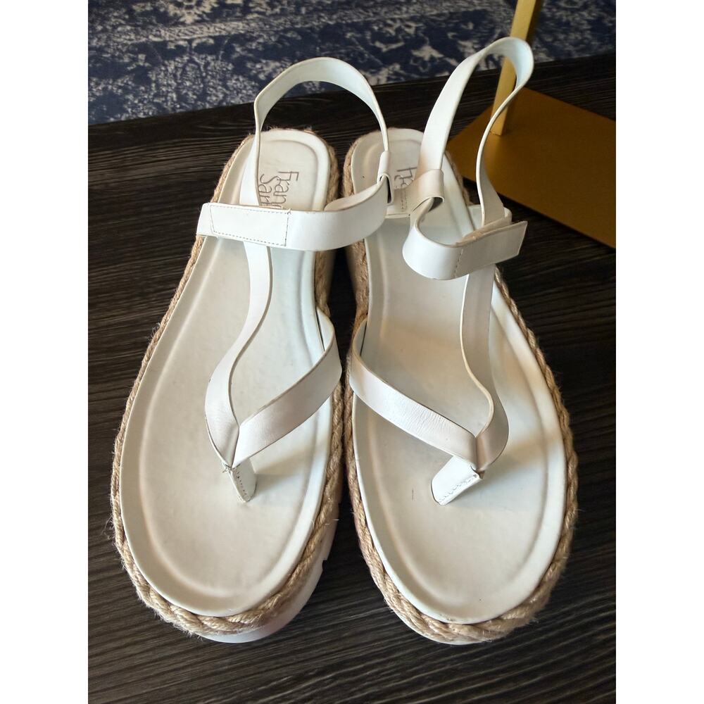 Franco Sarto Josette 2 White Leather with a Jute Midsole Platform Sandals Sz.7.5